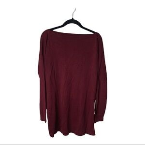 PERUVIAN CONNECTION Burgundy Boat Neck Long Line Sweater Large